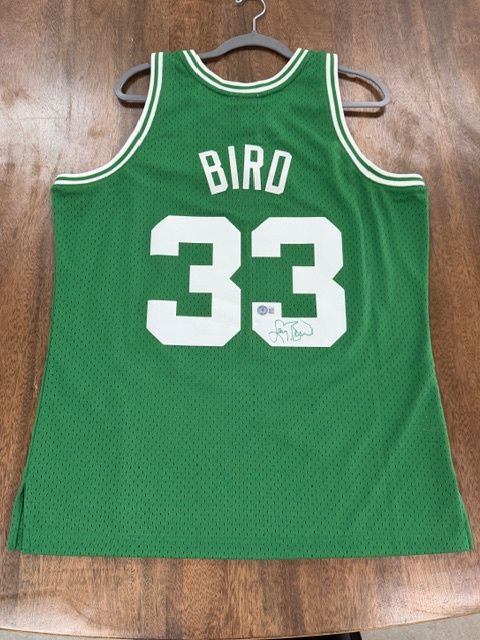 Larry Bird Signed Celtics Green Hardwood Classics Jersey Beckett COA