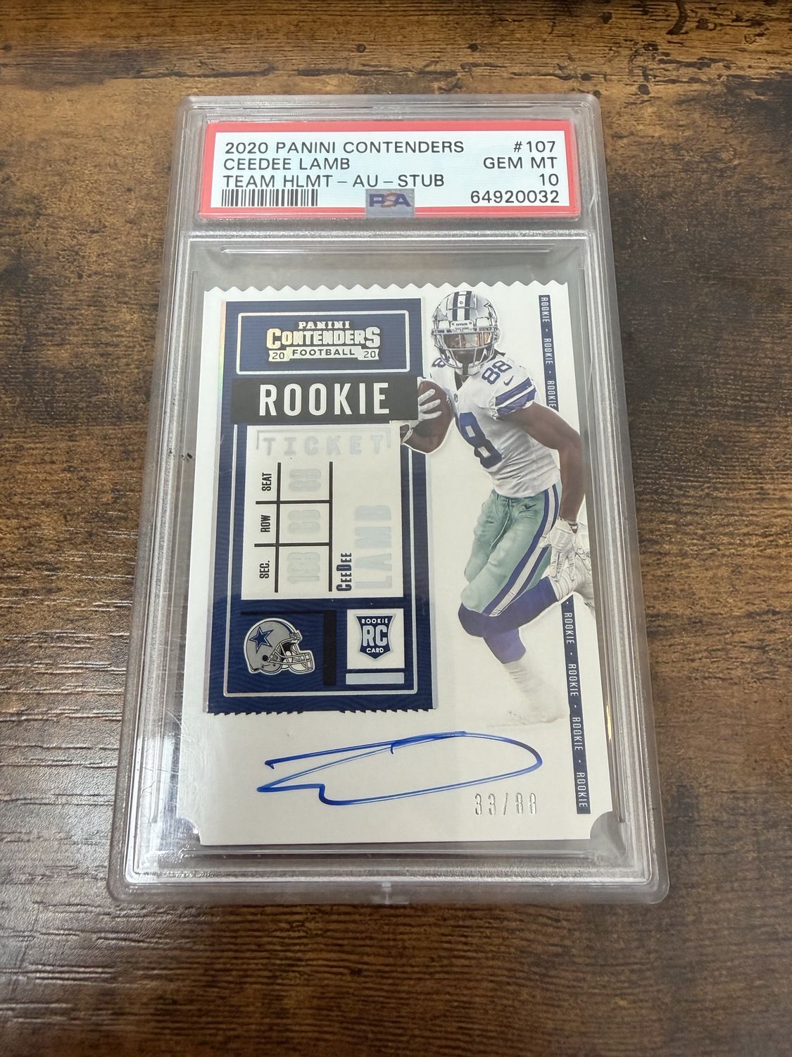 2020 Contenders Rookie Ticket Team Helmet Auto /88 PSA 10