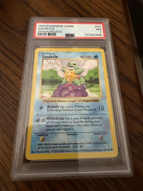 1999 Pokemon Game Squirtle Shadowless PSA 7