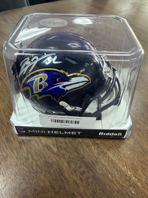 Ray Lewis Autographed Baltimore Ravens Speed Mini Helmet Beckett Witness