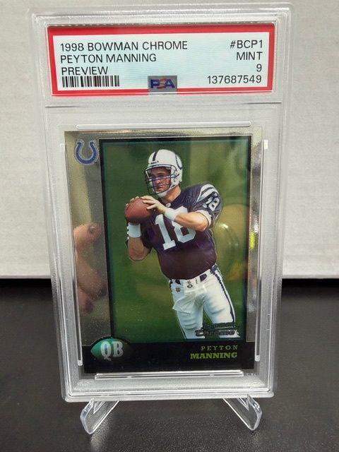 1998 Bowman Chrome Peyton Manning Preview PSA 9