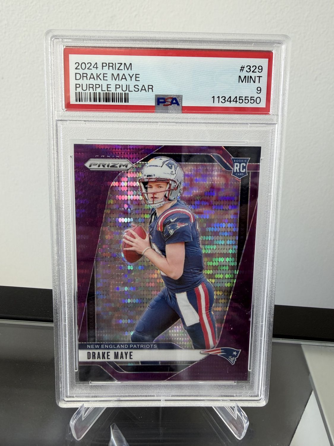 2024 Prizm Drake Maye Purple Pulsar RC PSA 9