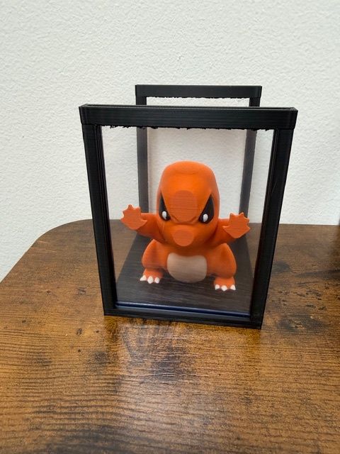 "Jealous" Charmander with stand looking through Glass 3 D Printed