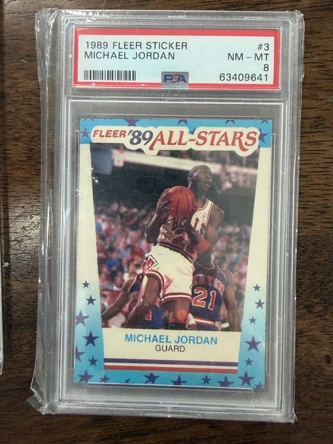 1989 Fleer Sticker Michael Jordan PSA 8