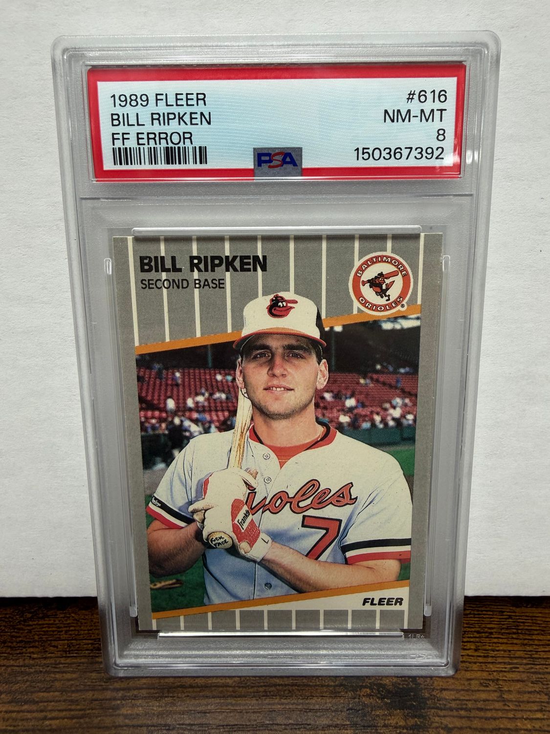 1989 Fleer Billy Ripken FF Error PSA 8