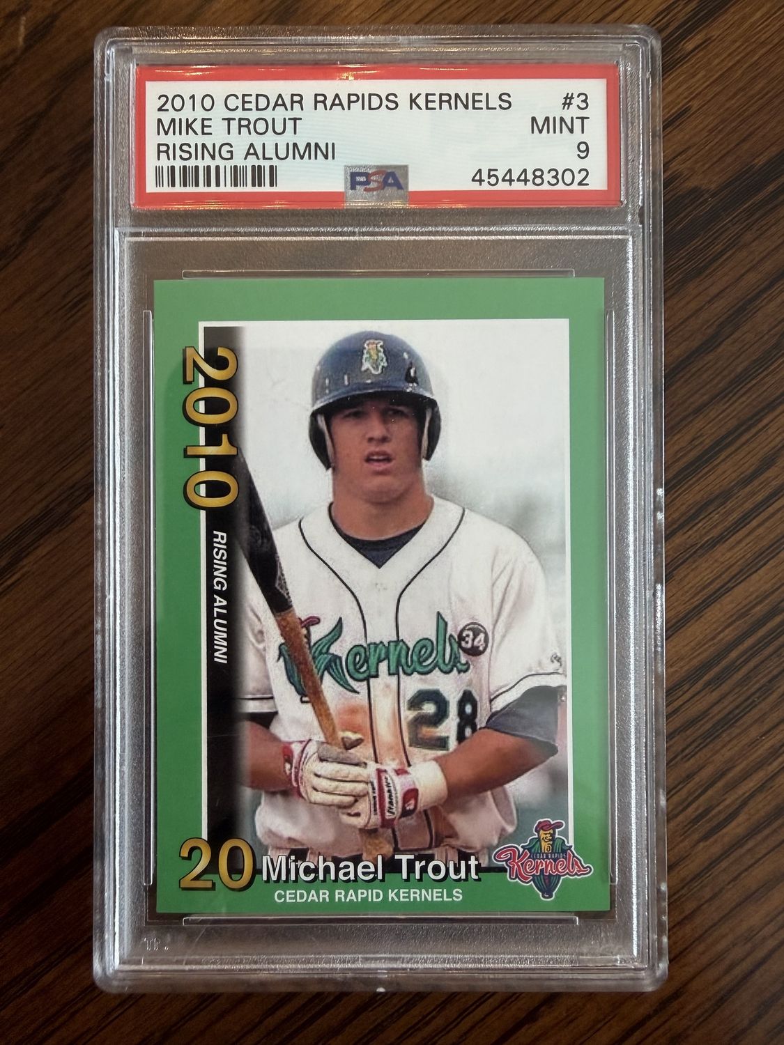 2010 Cedar Rapids Kernels Mike Trout Rising Alumni PSA 9