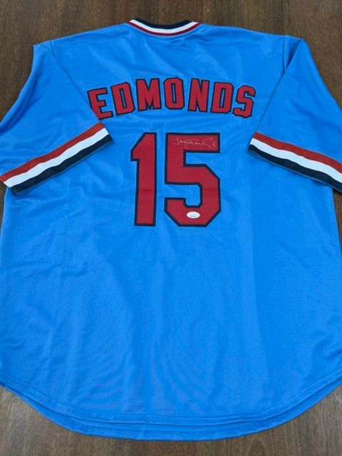 Signed Jim Edmonds St. Louis Blue Baseball Jersey JSA COA