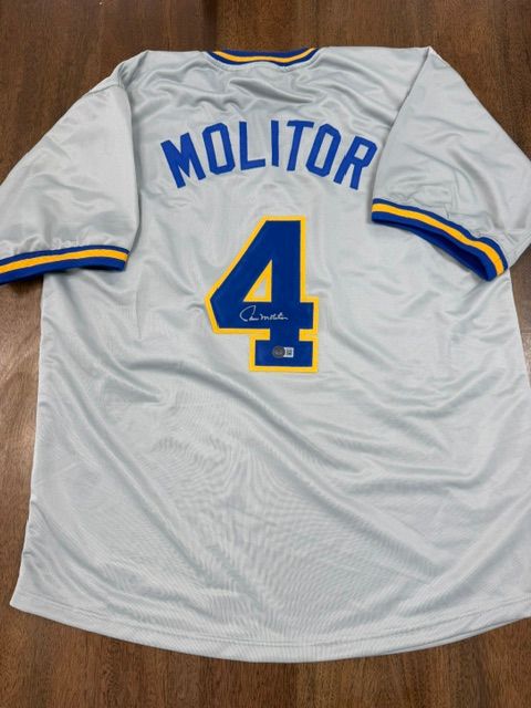 Paul Molitor Signed Brewers Gray Away Jersey Beckett Authenticated
