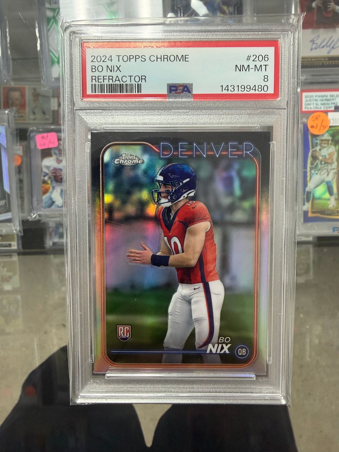 2024 Topps Chrome Bo Nix Refractor PSA 8
