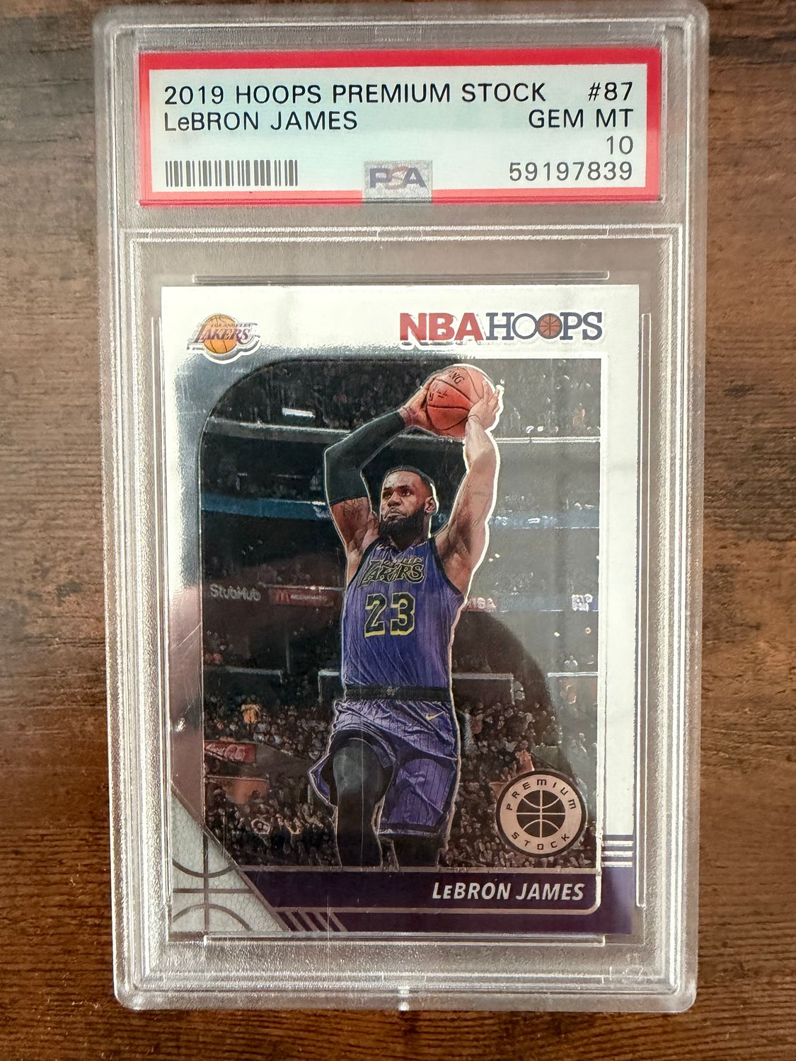 2019 Hoops Premium Stock LeBron James #87 PSA 10