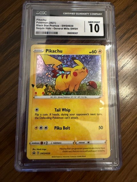 Pikachu Black Star Promo SWSH039 General Mills Celebrations CGC 10