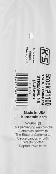 #1100 K&amp;S™ Aluminum Streamline: 1/4" OD x 0.014" Wall x 35" Long (1pc)