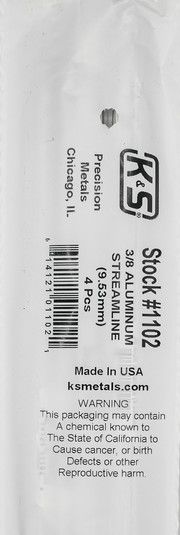 #1102 K&amp;S™ Aluminum Streamline: 3/8" OD x 0.016" Wall x 35" Long (1pc)