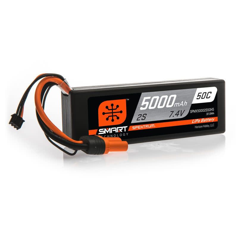 #SPMX50002S50H5 Spektrum RC 2S Smart LiPo Hard Case 50C Battery Pack w/IC5 Connector (7.4V/5000mAh)