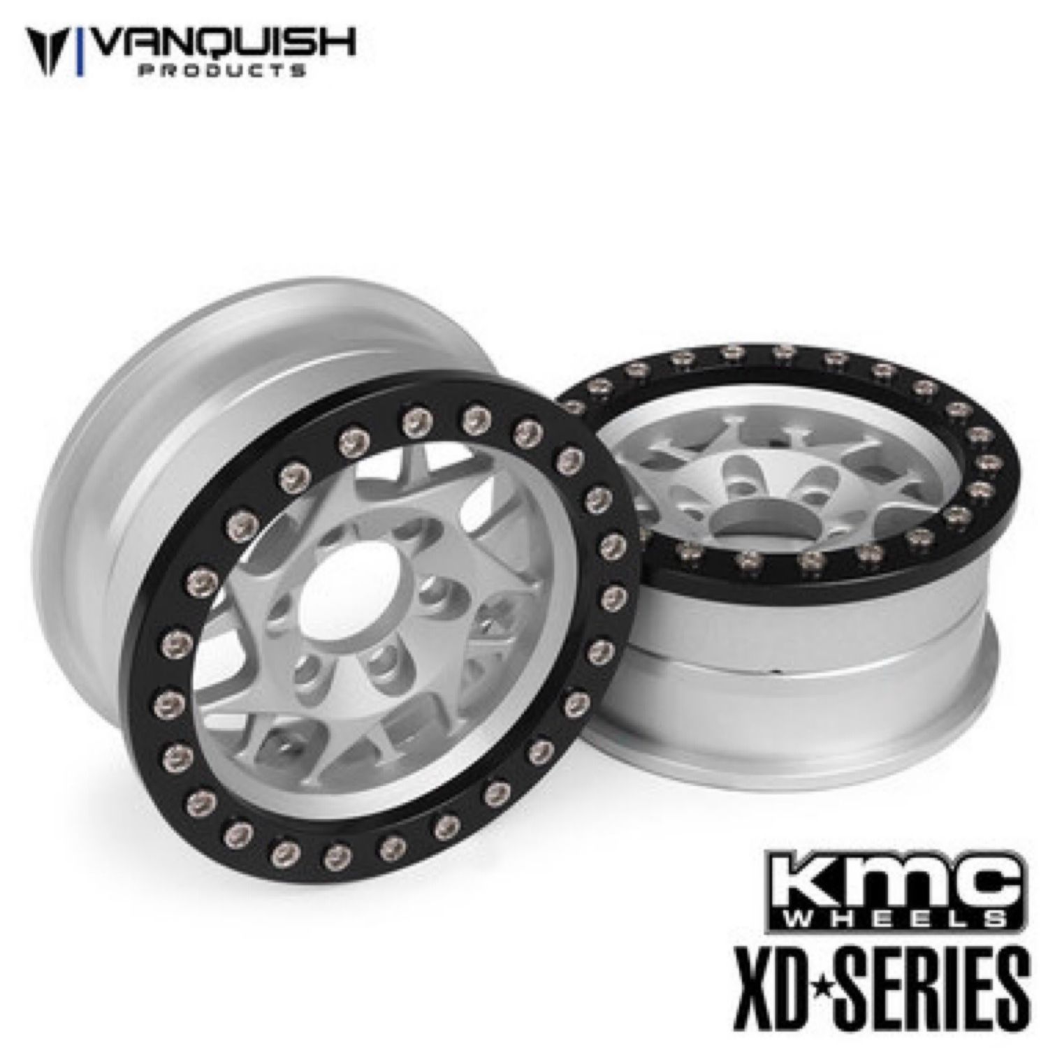 #VPS07711 Vanquish Products KMC XD127 Bully 1.9 Beadlock Crawler Wheels (Silver) (2)