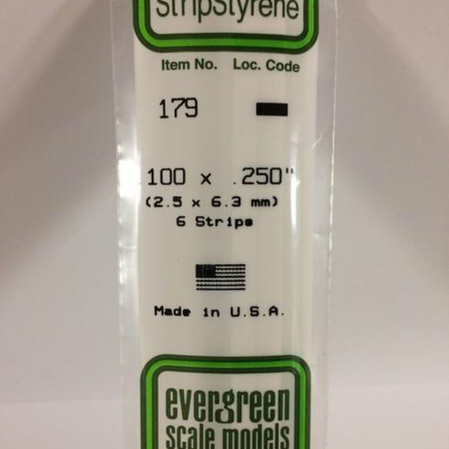 Evergreen 179 - .100" X .250" OPAQUE WHITE POLYSTYRENE STRIP