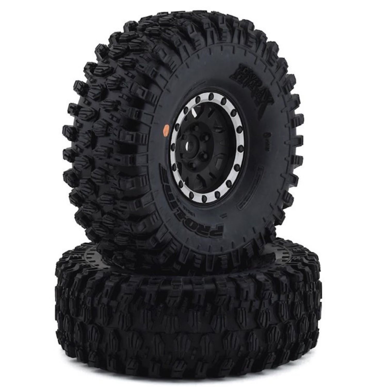 #10128-13 Pro-Line Hyrax 1.9" Tires w/Impulse Wheels (Black/Silver) (2) (G8) w/12mm Hex