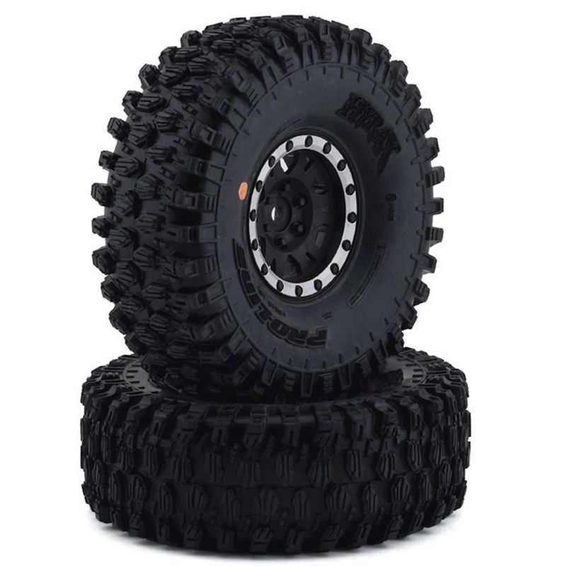 #10128-13 Pro-Line Hyrax 1.9" Tires w/Impulse Wheels (Black/Silver) (2) (G8) w/12mm Hex