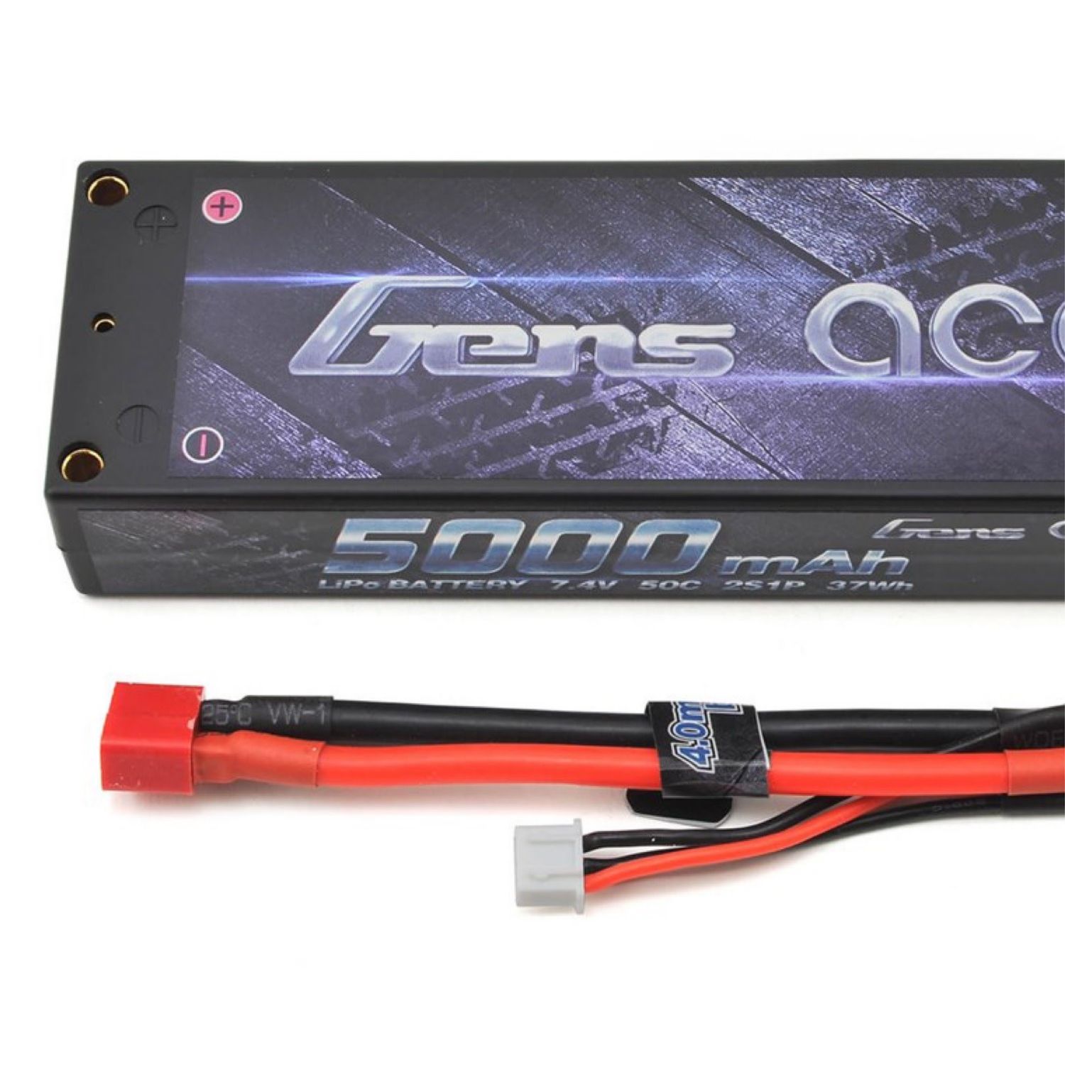 #GEA50002S50D Gens Ace 2s LiPo Battery Pack 50C w/4mm Bullet (7.4V/5000mAh)
