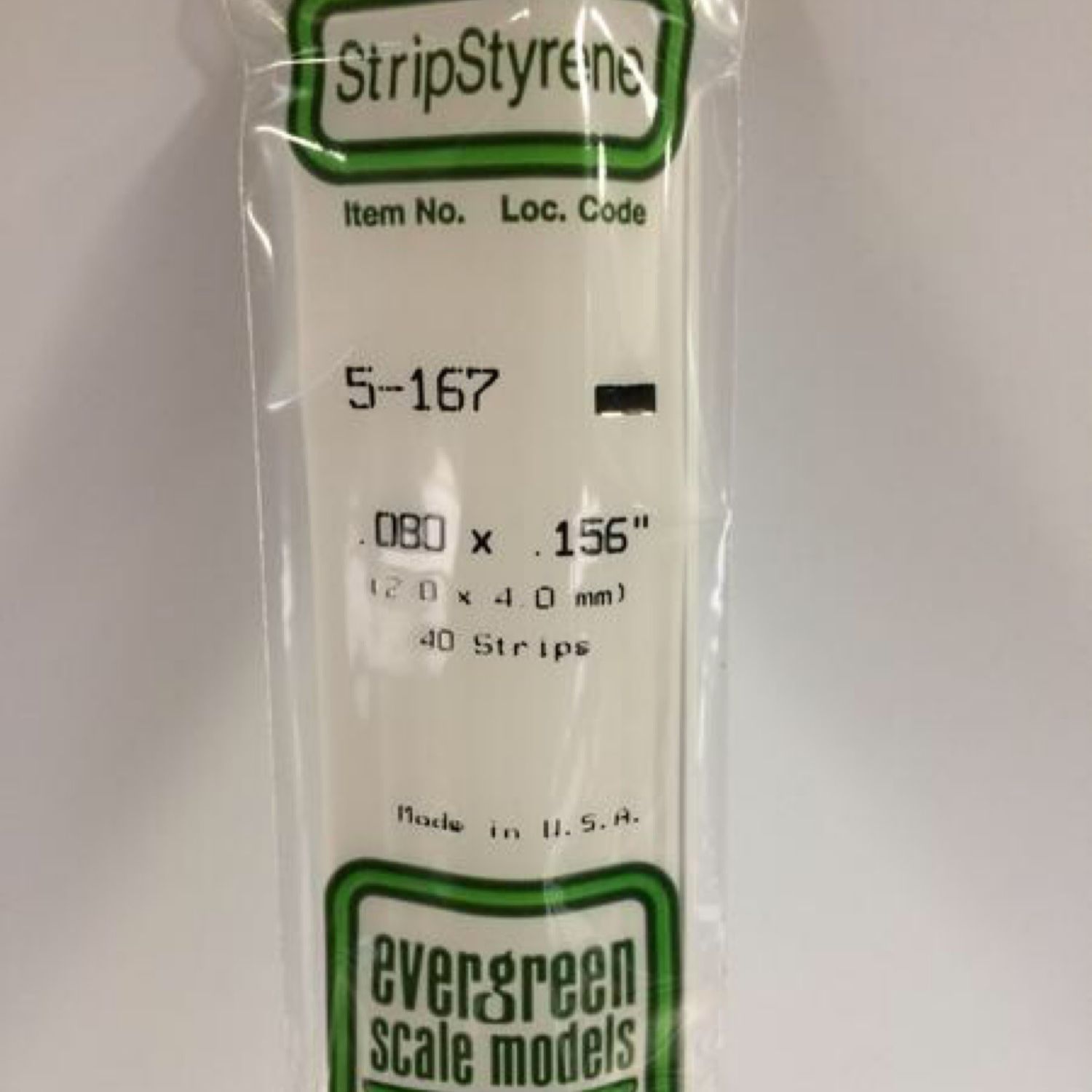 Evergreen 167 - .080" X .156" OPAQUE WHITE POLYSTYRENE STRIP