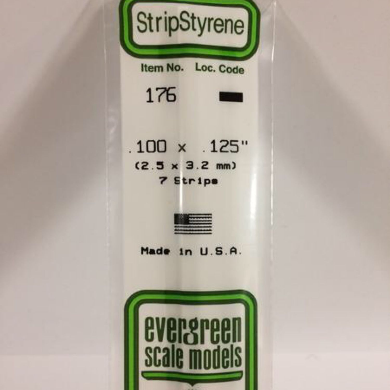 Evergreen 176 - .100" X .125" OPAQUE WHITE POLYSTYRENE STRIPs (7)
