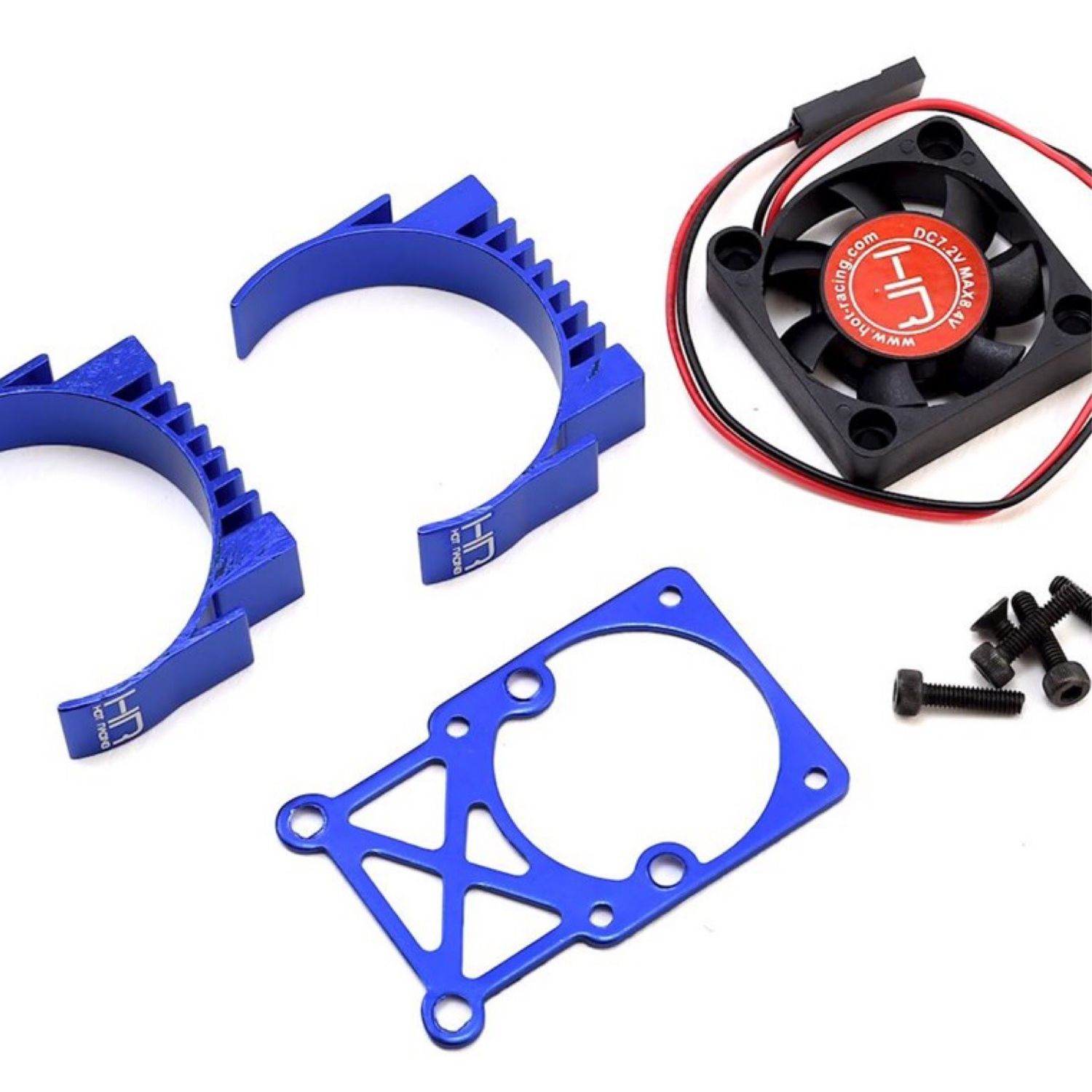 #MH550TE06 Hot Racing Clip-On Two-Piece Motor Heat Sink w/Fan (Blue)