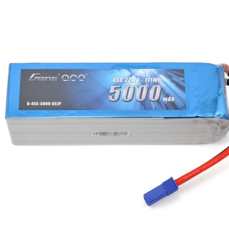 #GEA50006S45E5 Gens Ace 6S LiPo Battery 45C (22.2V/5000mAh) w/EC5 Connector