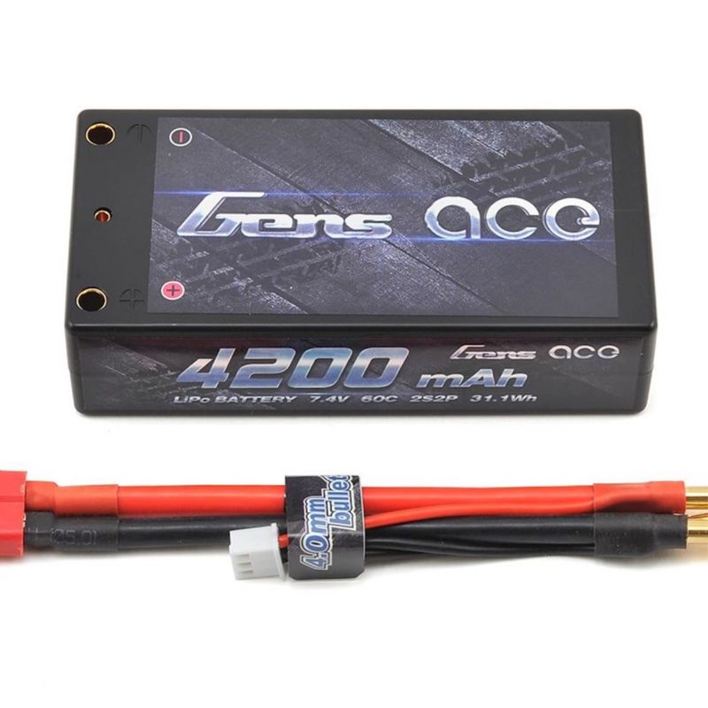 Summer Sale #GA-B1032 Gens Ace 2s Shorty LiPo Battery Pack 60C w/4mm Bullet (7.4V/4200mAh)