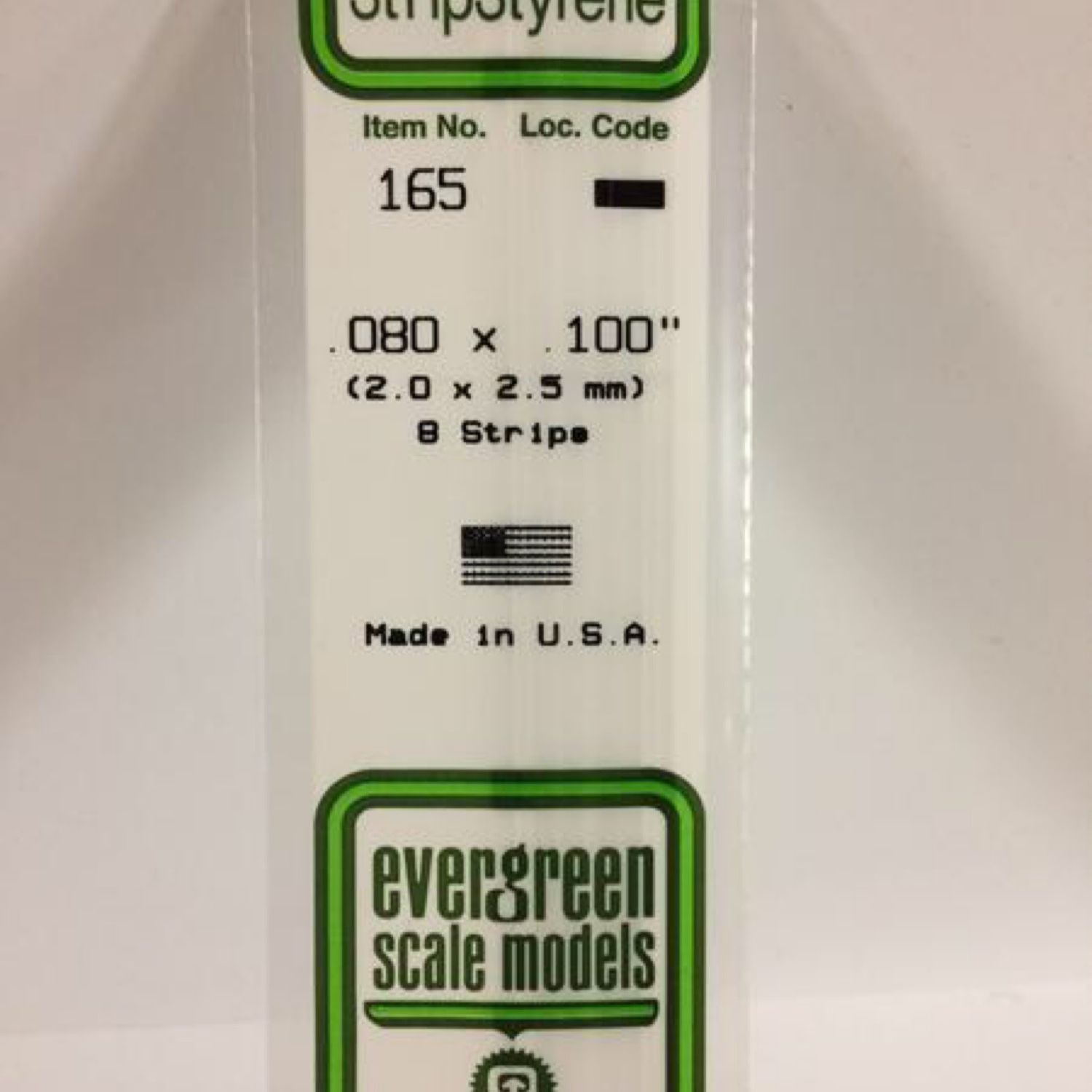 Evergreen 165 - .080" X .100" OPAQUE WHITE POLYSTYRENE STRIP