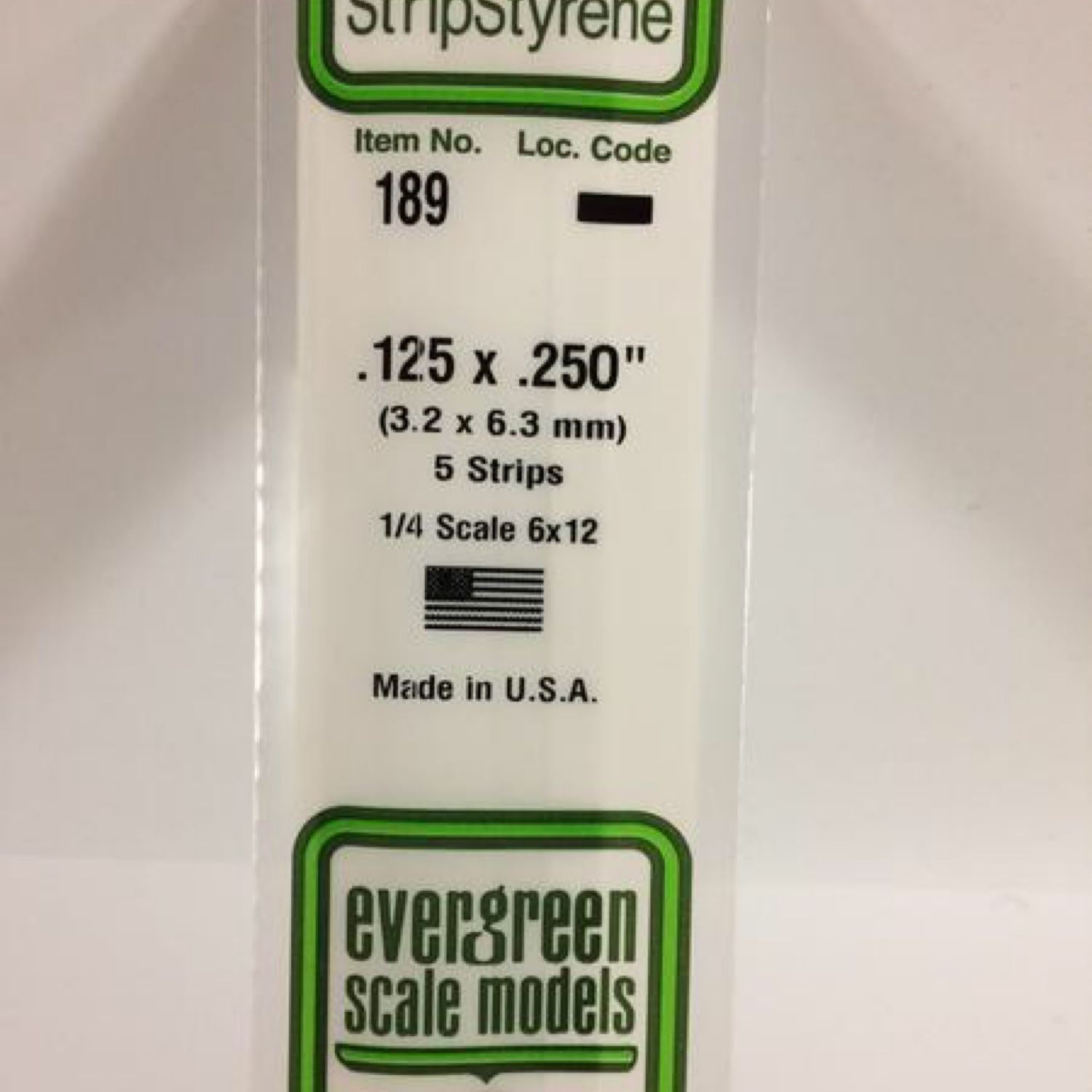 Evergreen 189 - .125" X .250" OPAQUE WHITE POLYSTYRENE STRIP