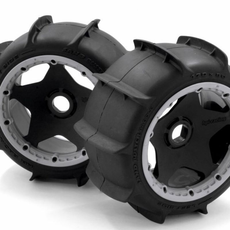 #4741  HPI Pre-Mounted Sand Buster Rear Paddle Tire w/Black Wheel (2)