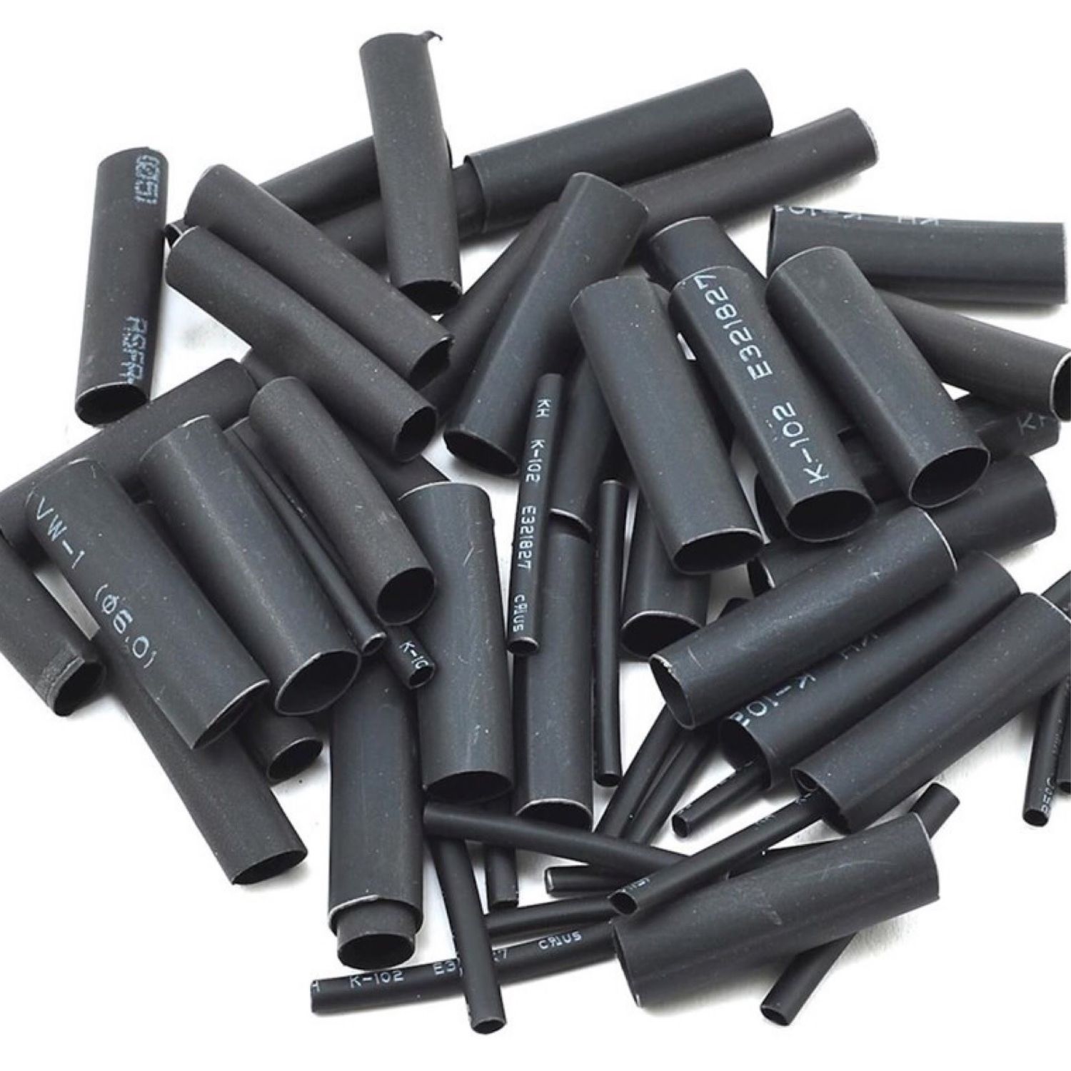 #PTK-5453 ProTek RC 1.5, 5, 6 &amp; 8mm Shrink Tubing Assortment Pack (Black) (20) (1" Length)