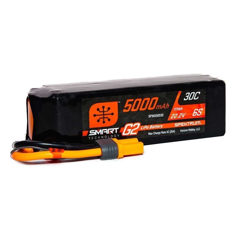 #SPMX56S30 Spektrum RC 6S Smart G2 LiPo 30C Battery Pack (22.2V/5000mAh) w/IC5 Connector