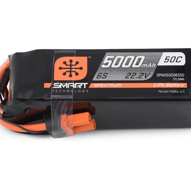 #SPMX50006S50 Spektrum RC 6S Smart 50C LiPo Battery Pack w/IC5 Connector (22.2V/5000mAh)