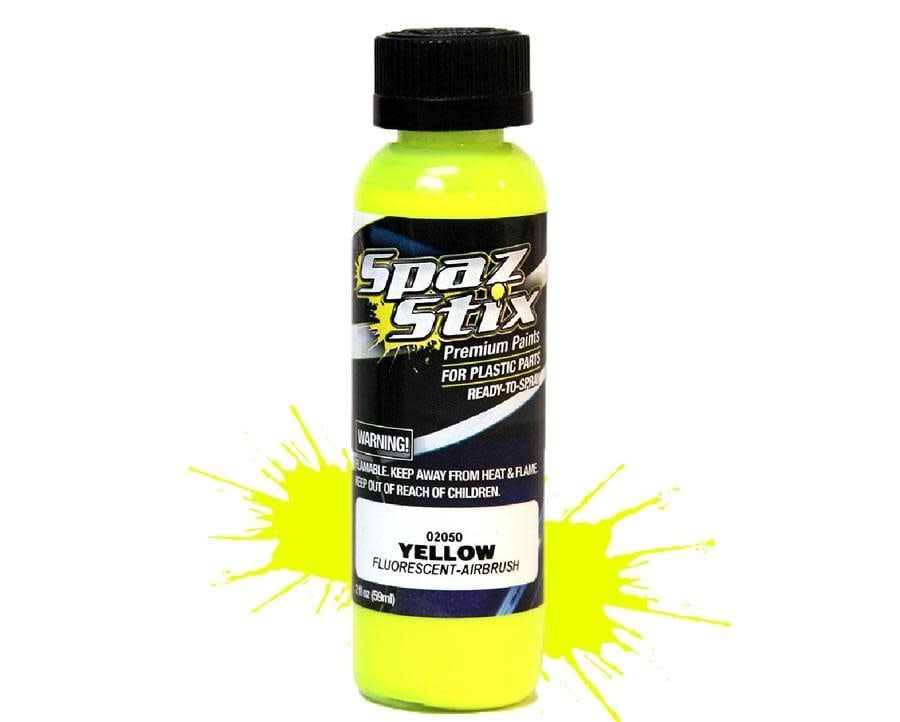 #02050 Spaz Stix - Yellow Fluorescent Airbrush Ready Paint, 2oz Bottle