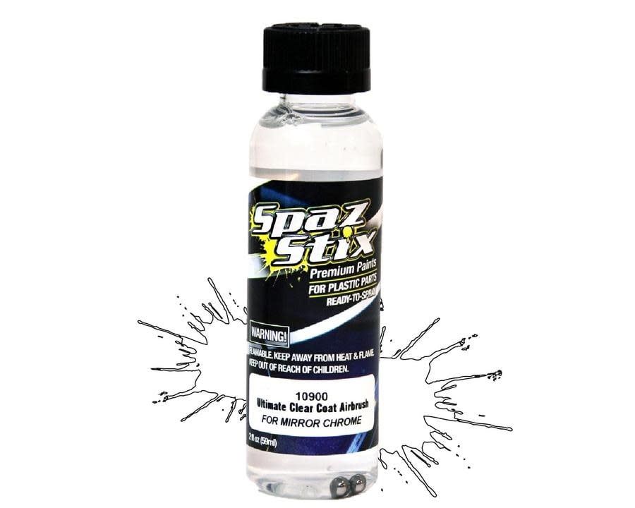 #10900 Spaz Stix - Ultimate Clear Coat for Mirror Chrome, Airbrush Ready Paint, 2oz Bottle