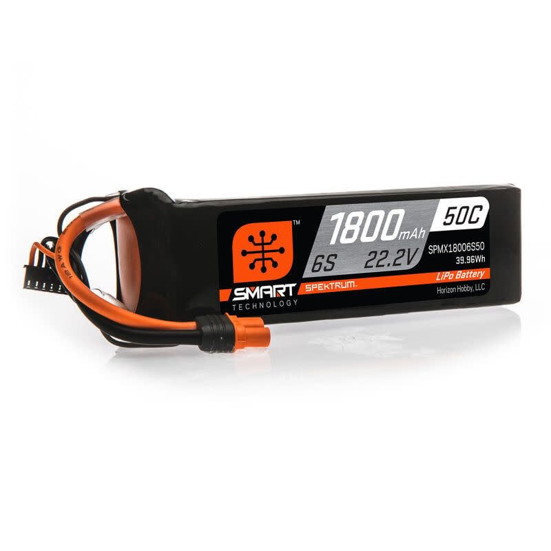 #SPMX18006S50 Spektrum 22.2V 1800mAh 6S 50C Smart LiPo Battery (IC3)
