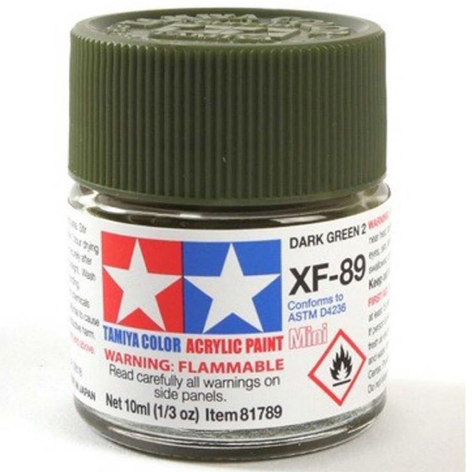 #81789 Tamiya XF-89 Acrylic Mini Dark Green 10ml Bottle