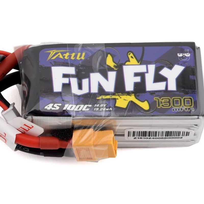 Tattu FunFly 4S LiPo Battery 100C (14.8V/1300mAh) (JST-XH) w/XT-60 Connector #TA-FF-100C-1300-4S1P