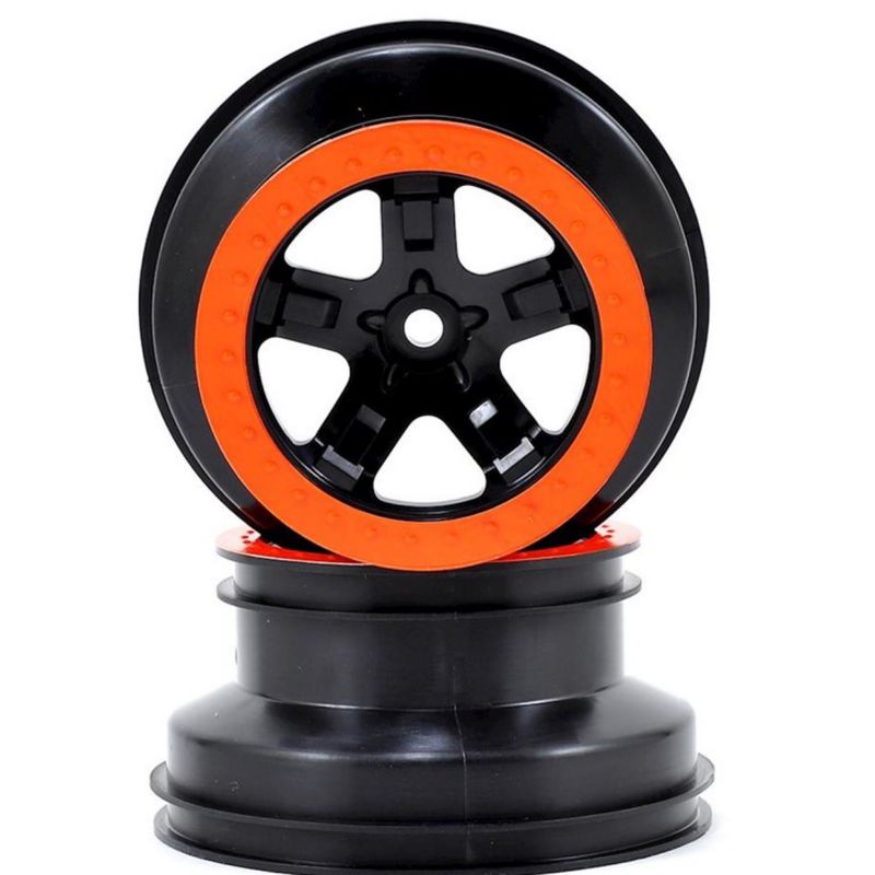 #5870X Traxxas 2.2/3.0 Dual Profile SCT Front Wheel (2) (Black/Orange)