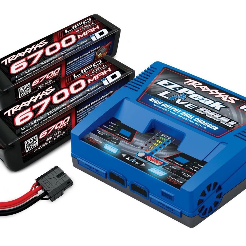 #2997 Traxxas EZ-Peak Live 4S "Completer Pack" Multi-Chemistry Battery Charger w/Two Power Cell 4S Batteries (6700mAh)