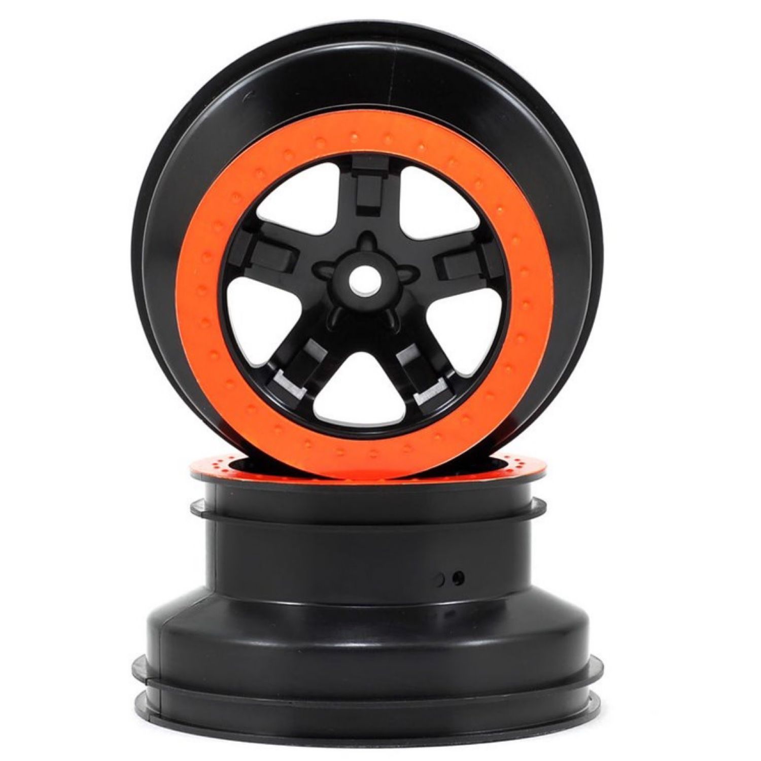 Traxxas Dual Profile Short Course Wheels (Black/Orange) (2) (Slash Rear) 12mm Hex  #5868X
