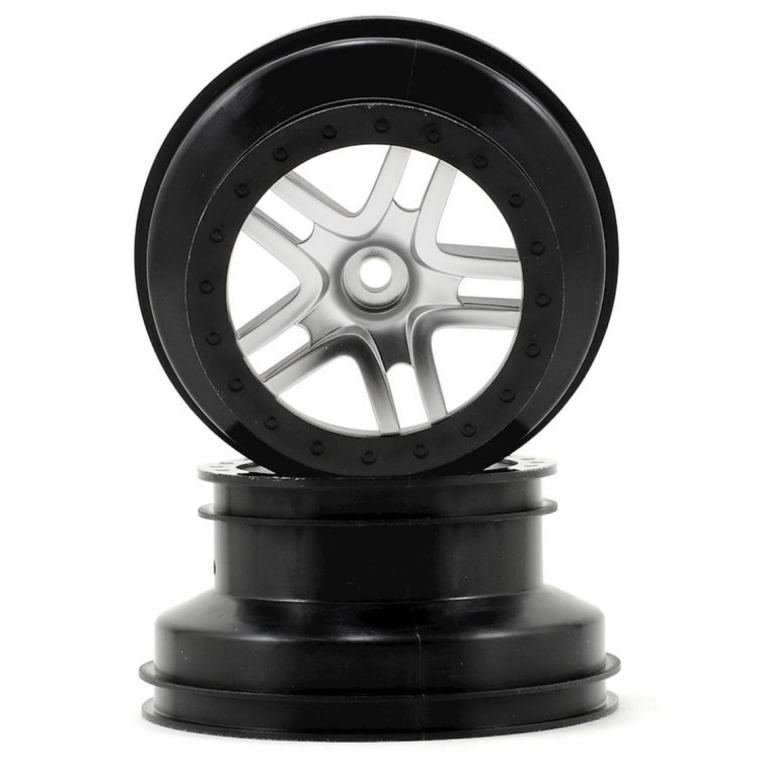 Traxxas Slash Front Dual Profile Split-Spoke SCT Wheels 12mm Hex (Satin Chrome/Black) (2) #5876