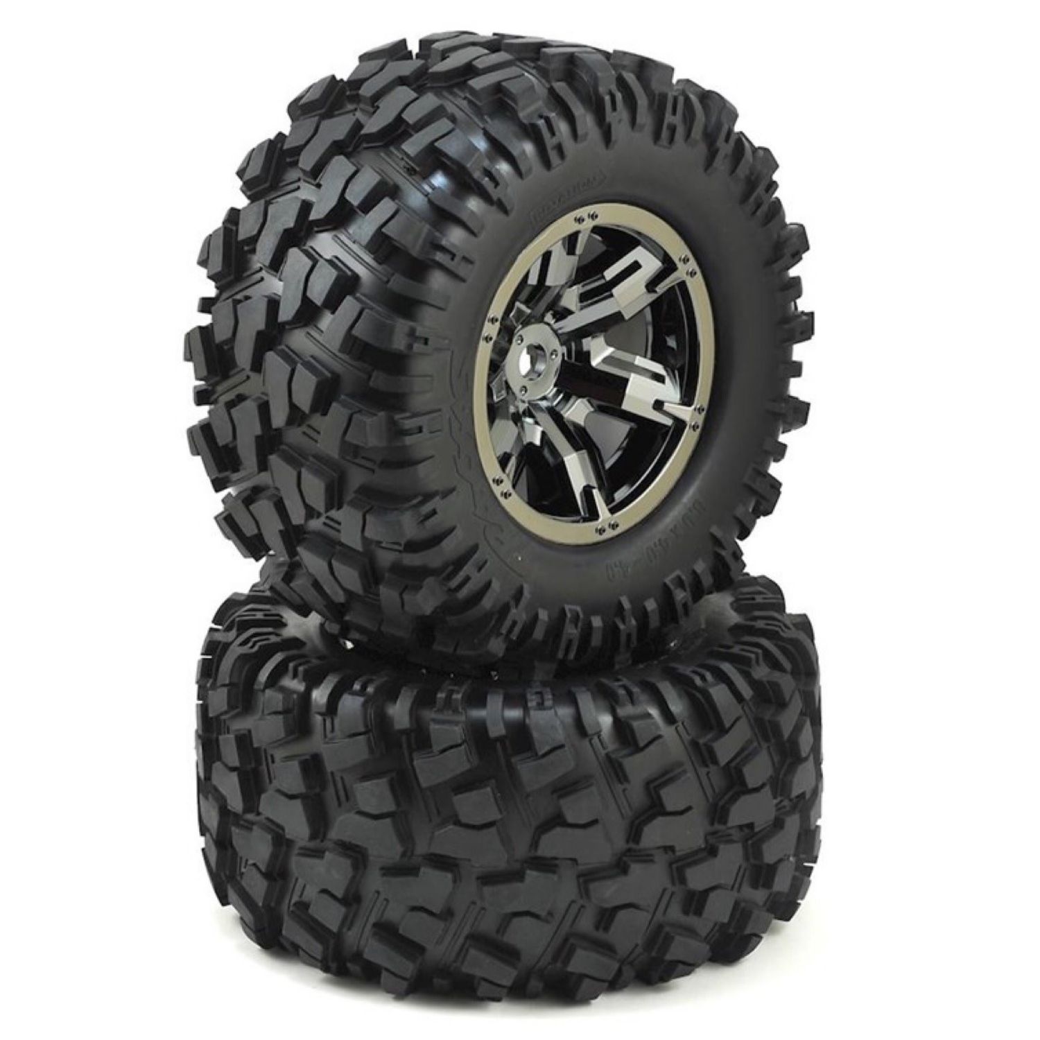 #7772A  Traxxas X-Maxx Pre-Mounted Tires &amp; Wheels (Black Chrome) (2)