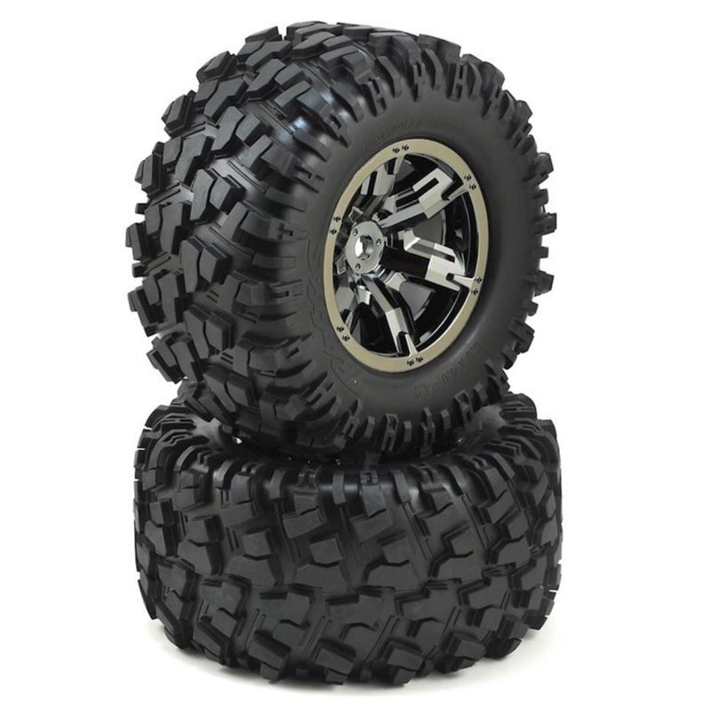 #7772A  Traxxas X-Maxx Pre-Mounted Tires &amp; Wheels (Black Chrome) (2)