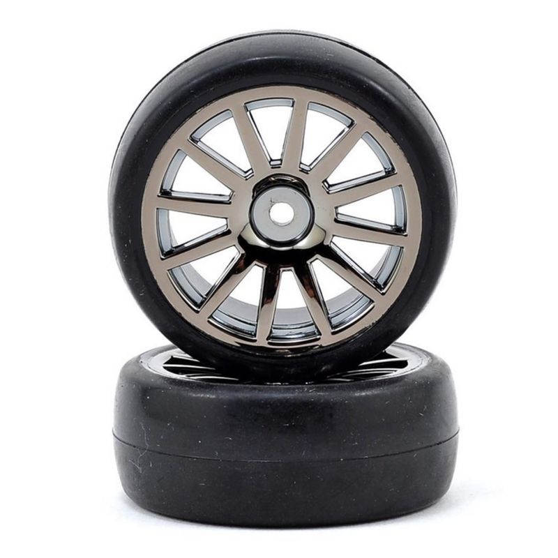 Traxxas LaTrax Pre-Mounted Slick Tires &amp; 12-Spoke Wheels (Black Chrome) (2) #7573A