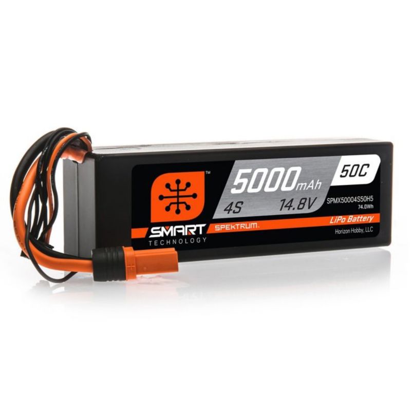 #SPMX50004S50H5 Spektrum RC 4S Smart Hardcase 50C LiPo Battery w/IC5 Connector (14.8V/5000mAh)