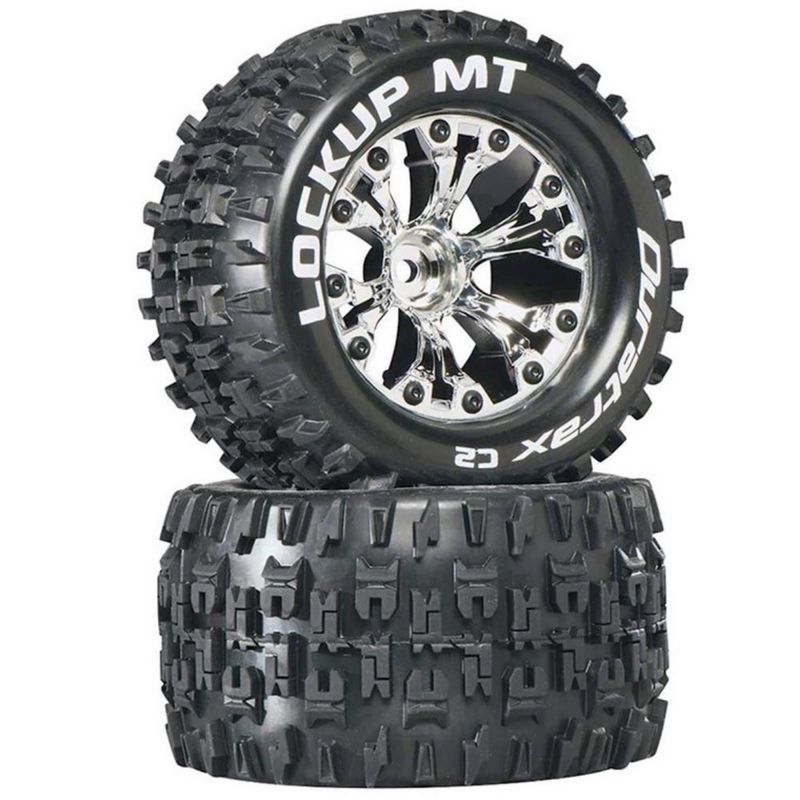 #DTXC3511  DuraTrax Lockup MT 2.8" 2WD Mounted 1/2" Offset Tires (Chrome) (2)