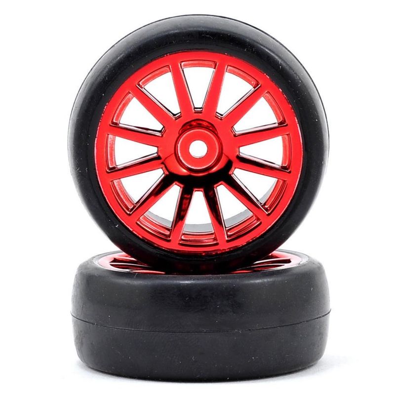 Traxxas LaTrax Pre-Mounted Slick Tires &amp; 12-Spoke Wheels (Red Chrome) (2) #7573X