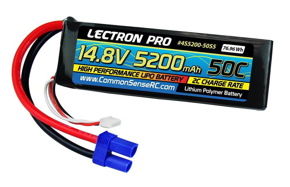 #4S5200-50S5 Common Sense RC Lectron Pro 14.8V 5200mAh 50C Lipo Battery Soft Pack with EC5 Connector